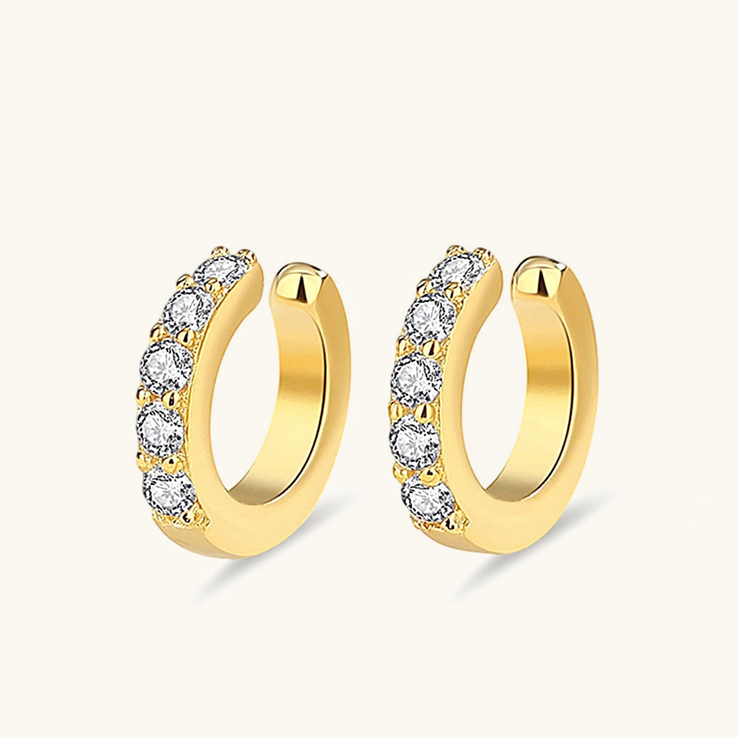 Diamond C Hoop Ear Cuff Earrings - Gold