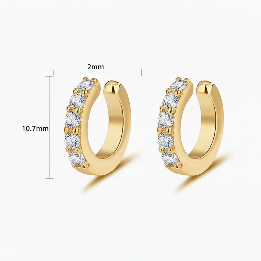 Diamond C Hoop Ear Cuff Earrings - Gold