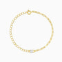 Diamond Cable and Paperclip Chain Bracelet - Gold