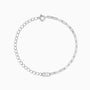 Diamond Cable and Paperclip Chain Bracelet - Silver