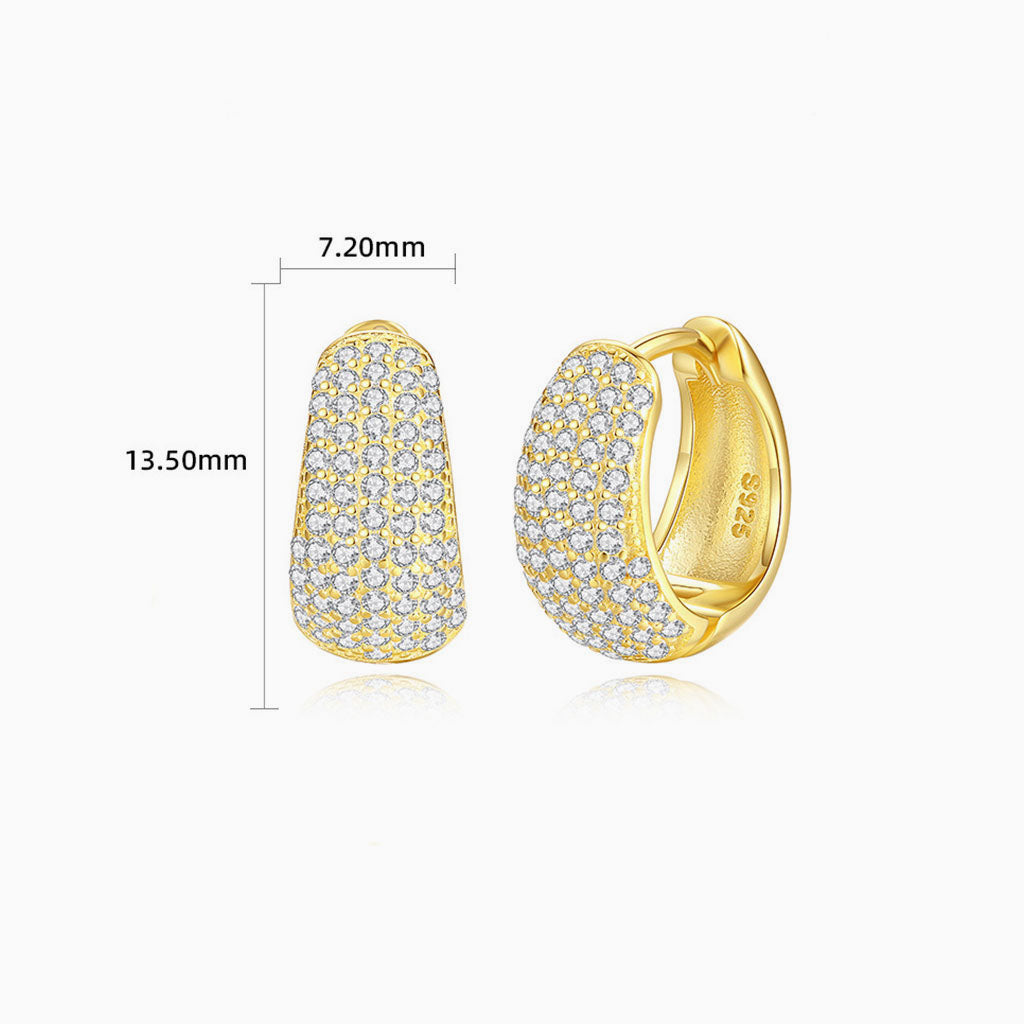 Diamond Chunky Dome Hoop Earrings - Gold