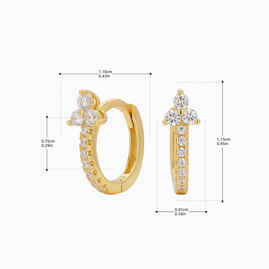 Diamond Cluster Huggie Hoop Earrings - Gold