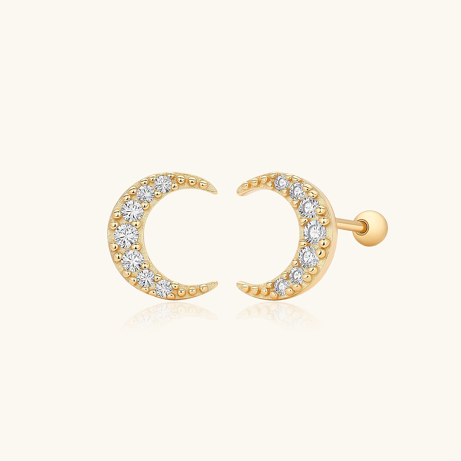 Diamond Crescent Moon Earrings - Gold
