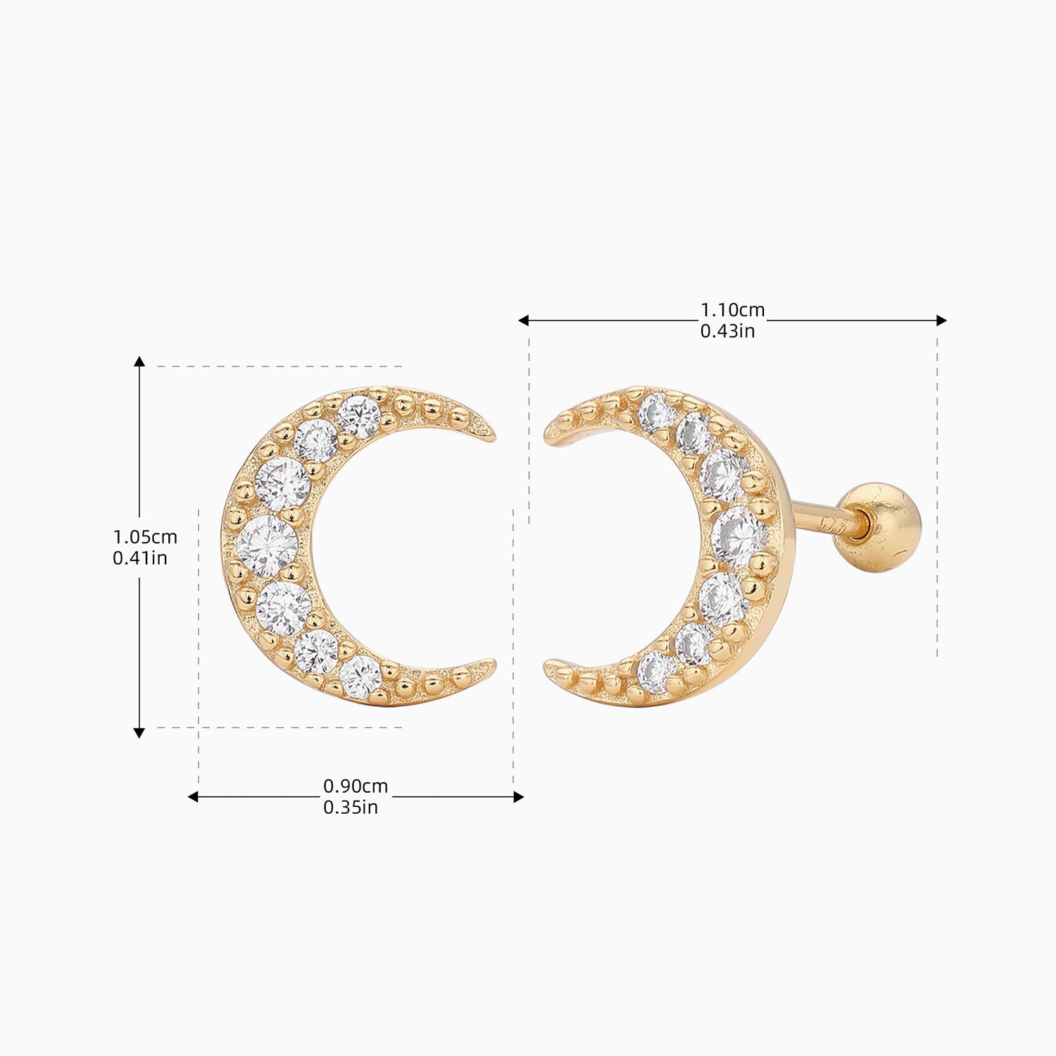 Diamond Crescent Moon Earrings - Gold