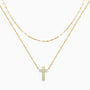 Diamond Cross Layered Necklace - Gold