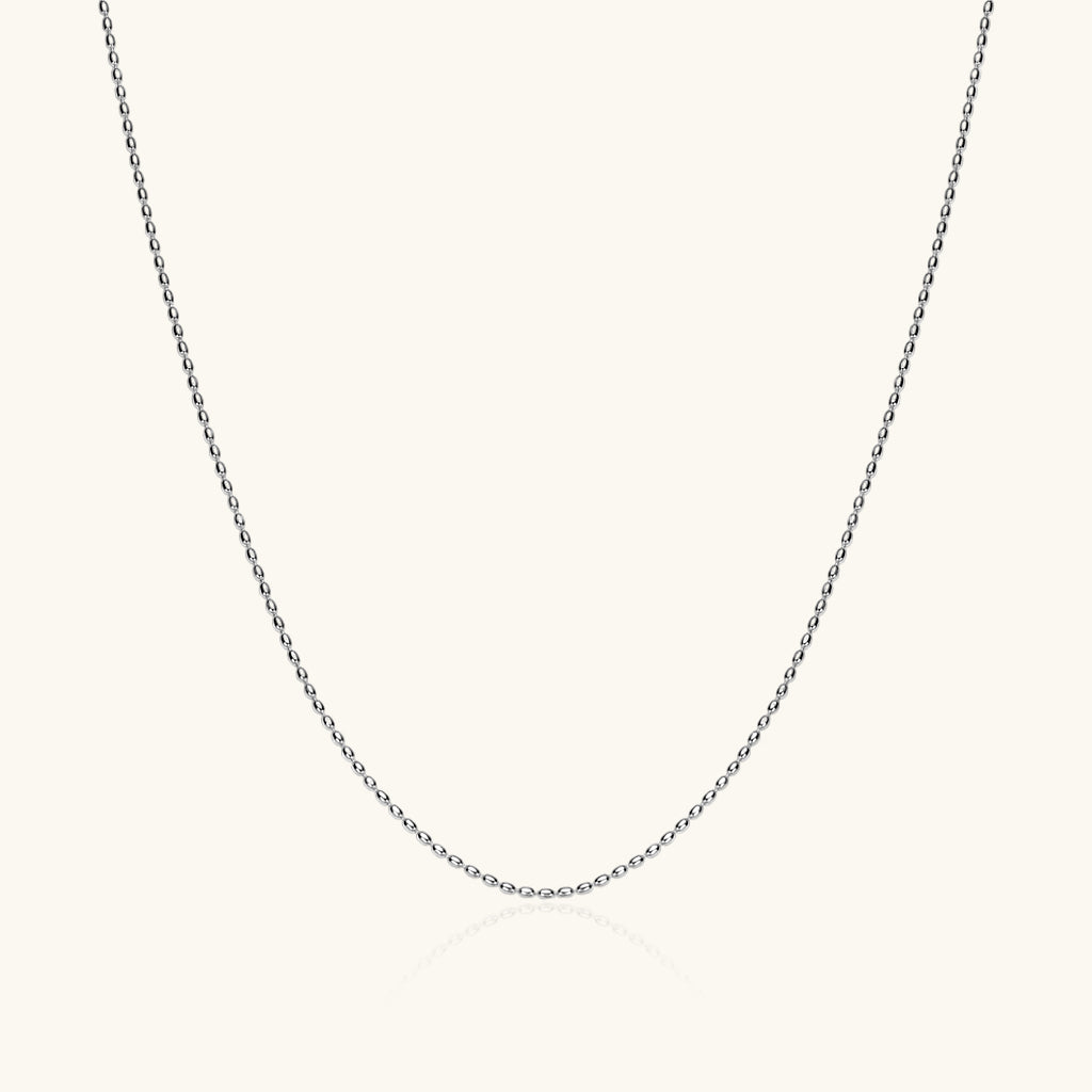 Diamond Cut Bead Chain Necklace - Silver