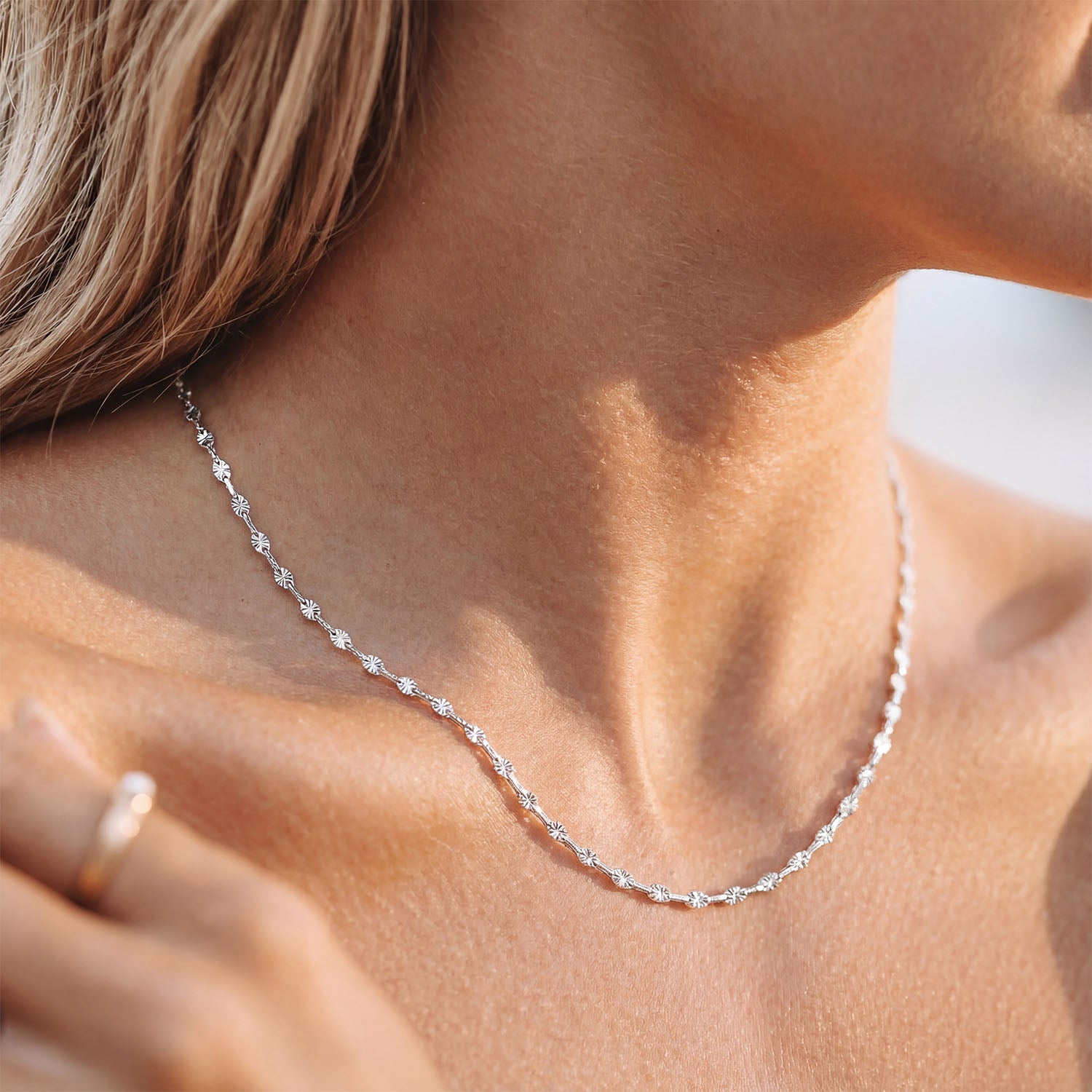 Diamond Cut  Mariner Chain Necklace - Silver