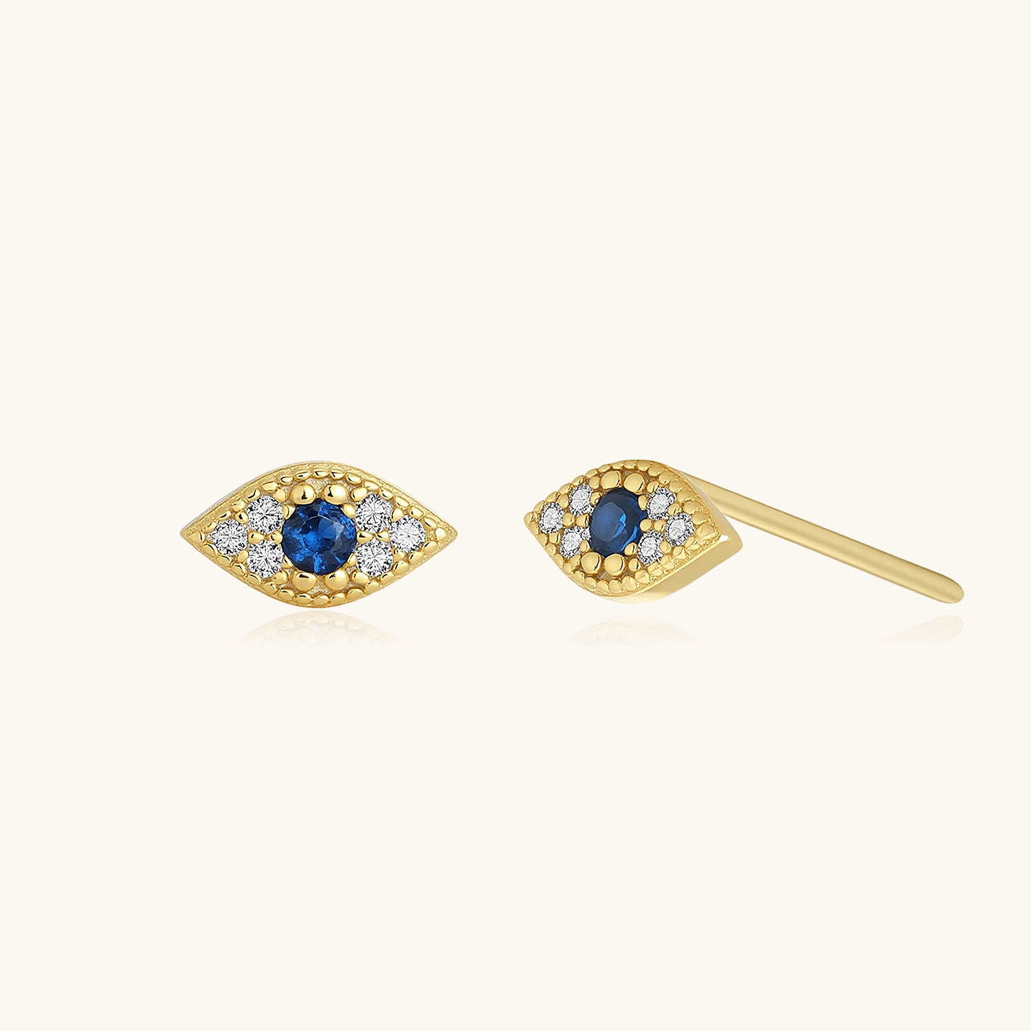 Diamond Evil Eye Stud Earrings - Gold