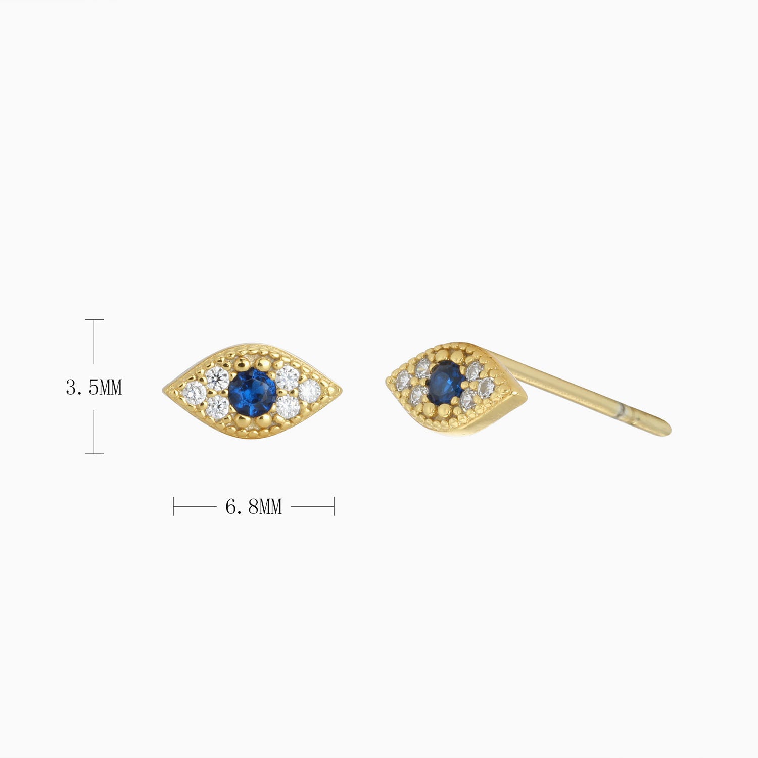 Diamond Evil Eye Stud Earrings - Gold