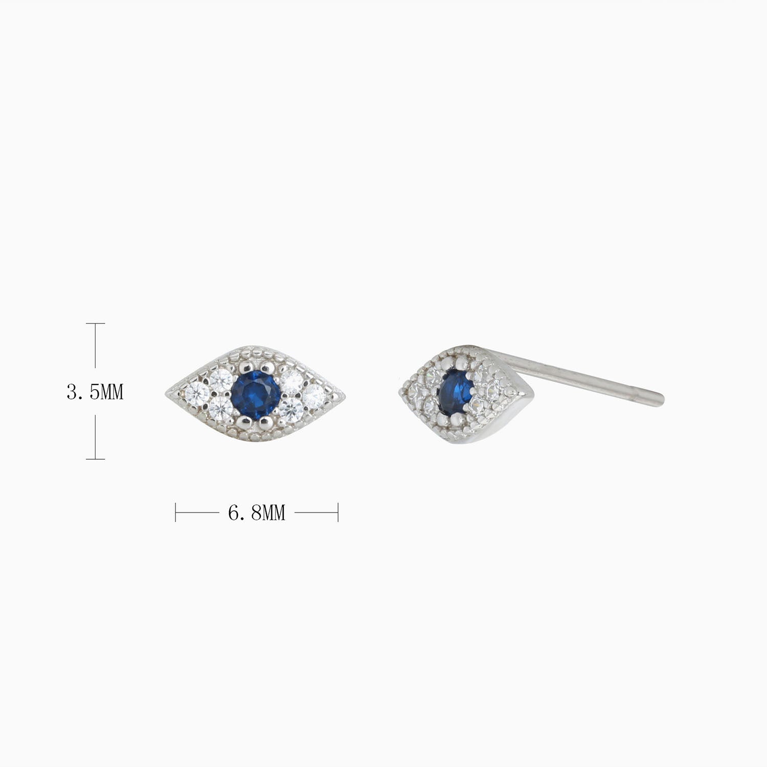 Diamond Evil Eye Stud Earrings - Silver