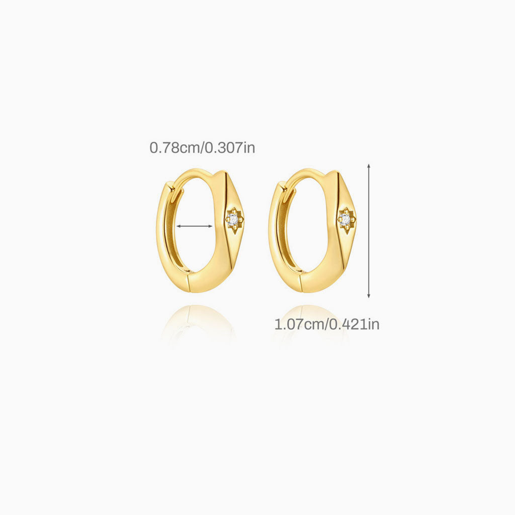 Diamond Faceted Huggie Hoop Earrings - Gold