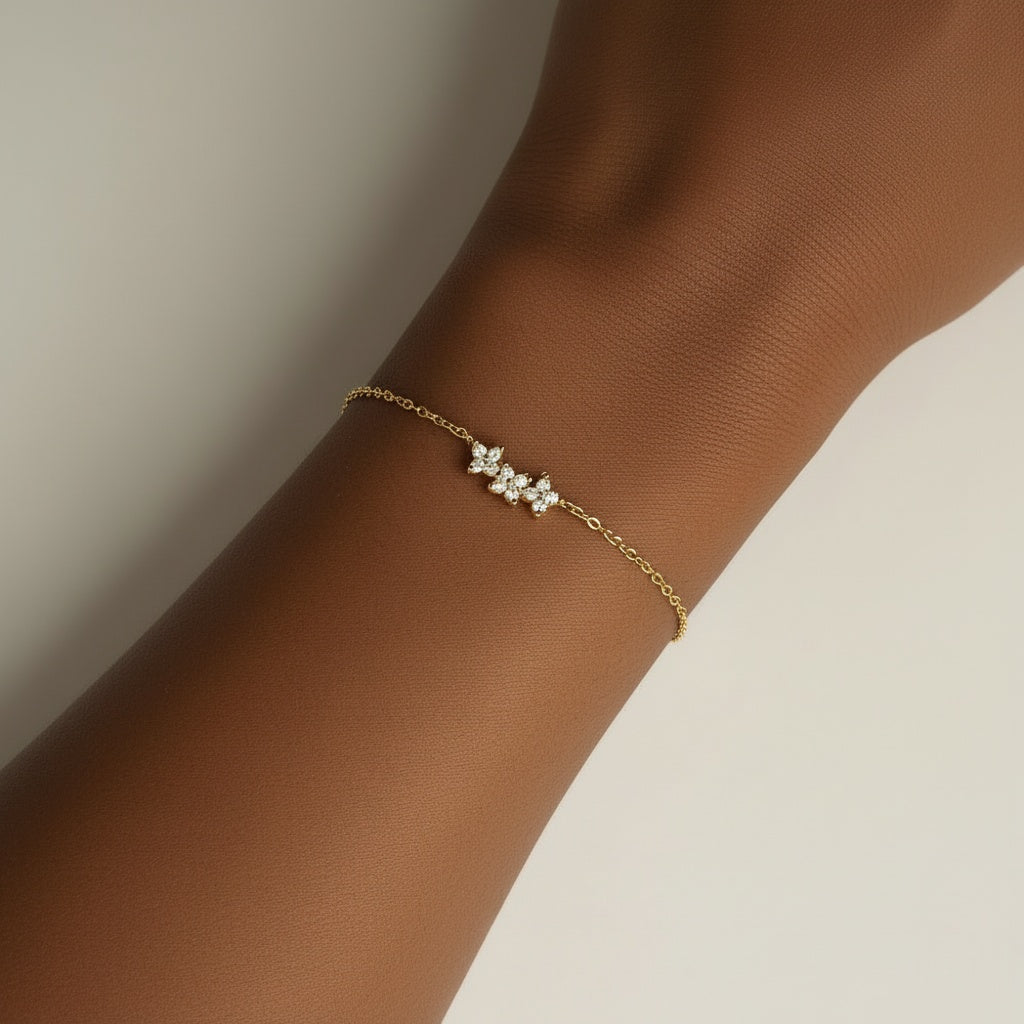 Diamond Floral Cluster Bracelet - Gold