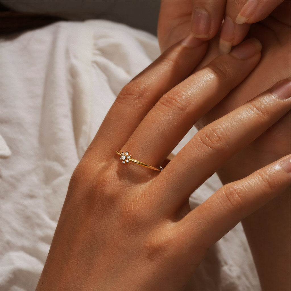 Diamond Flower Cluster Ring - Gold