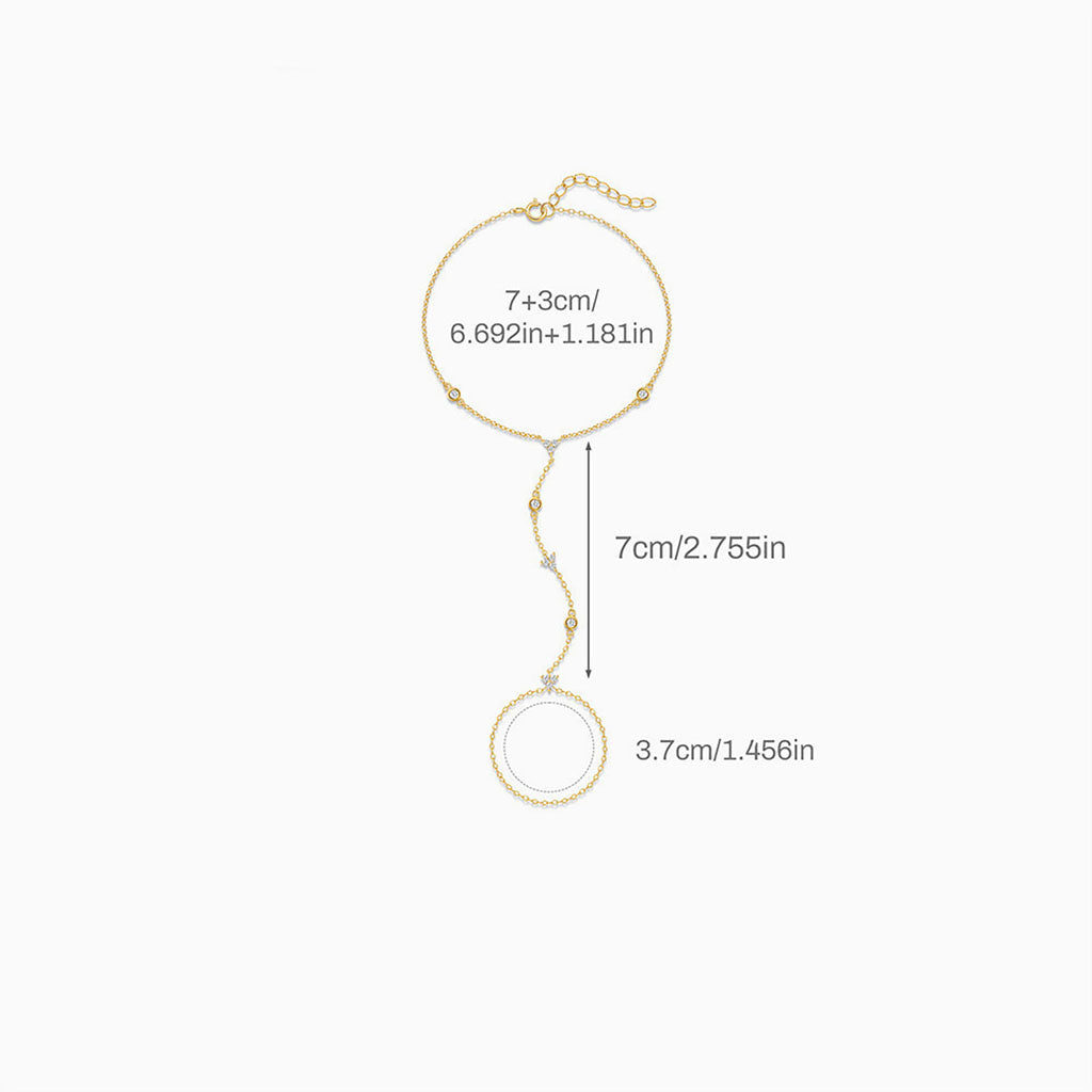 Diamond Flower Hand Chain Bracelet - Gold