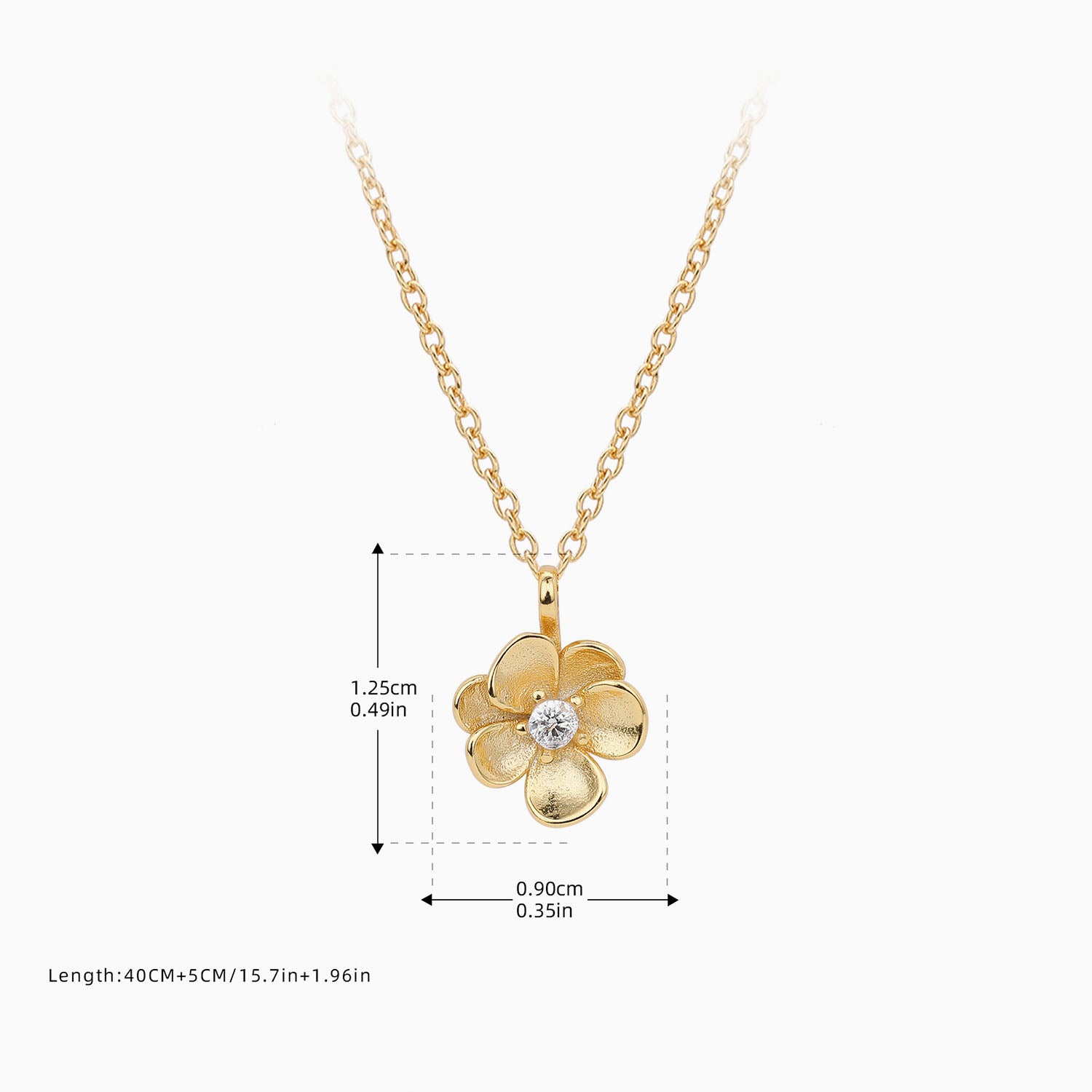 Diamond Flower Pendant Necklace - Gold