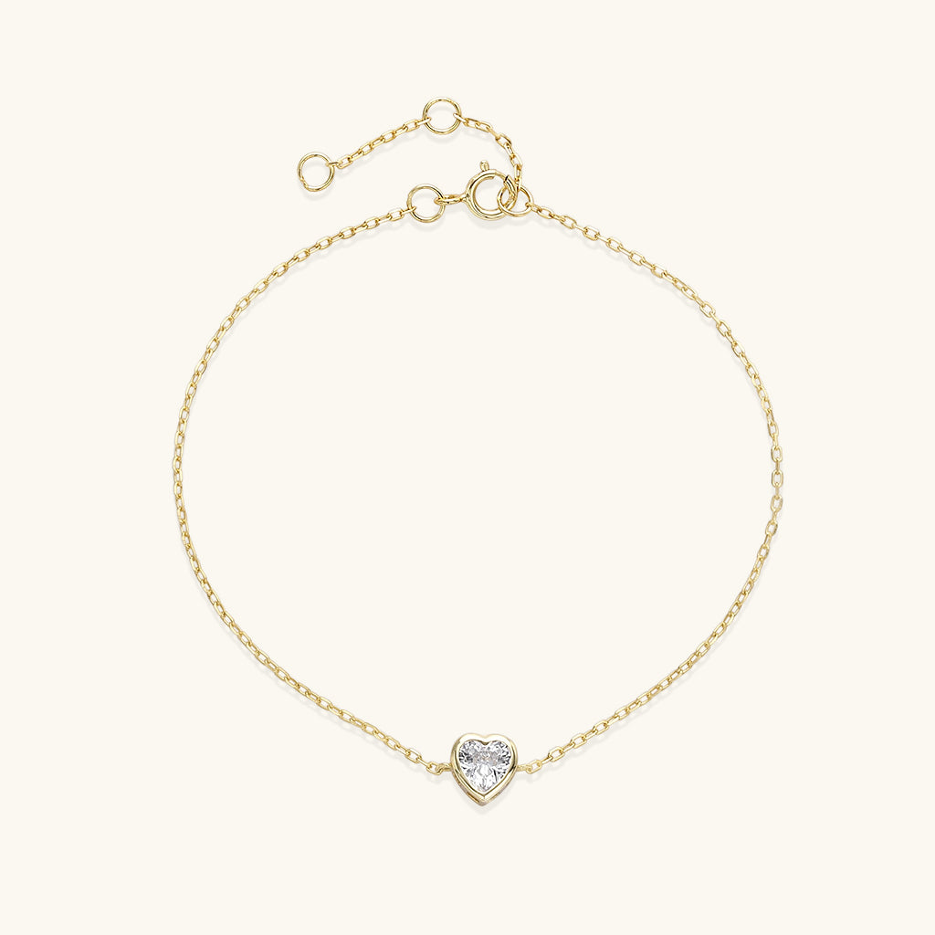 Diamond Heart Bracelet - Gold