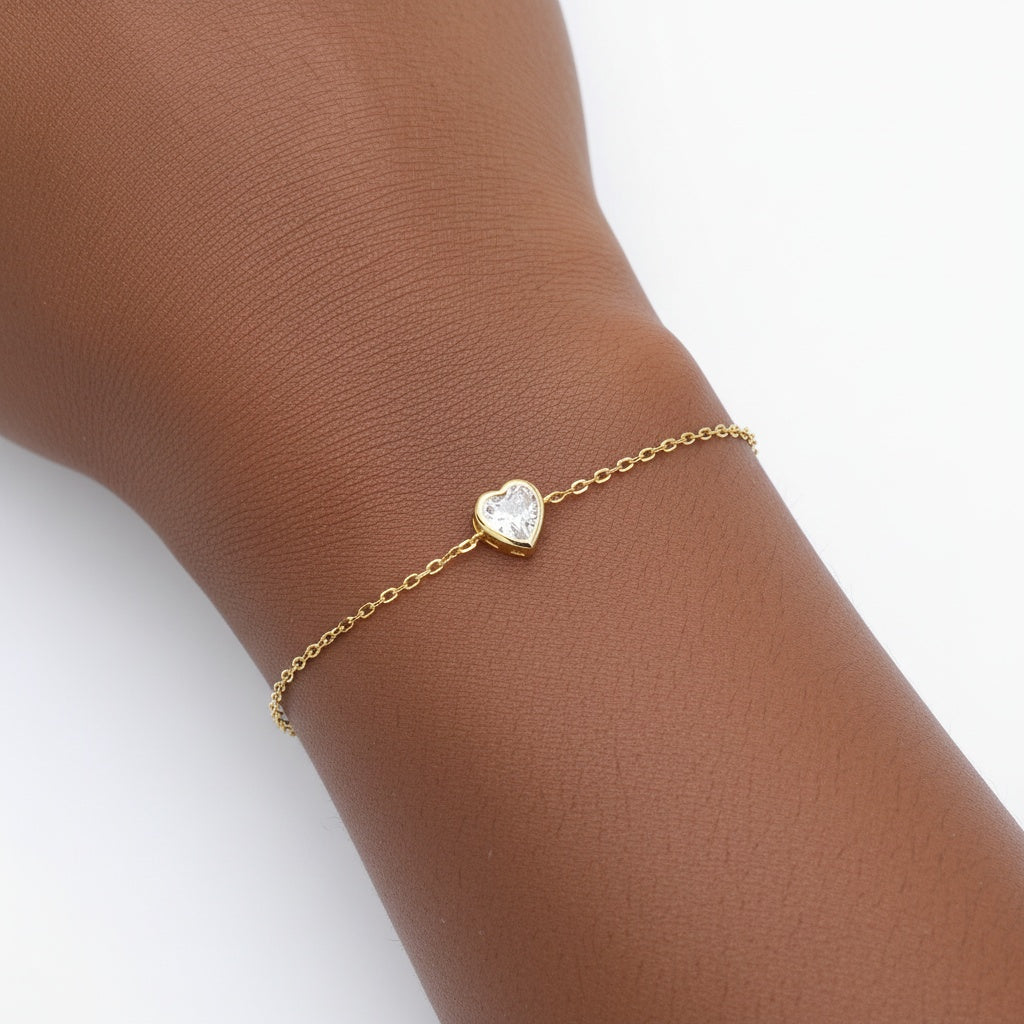 Diamond Heart Bracelet - Gold