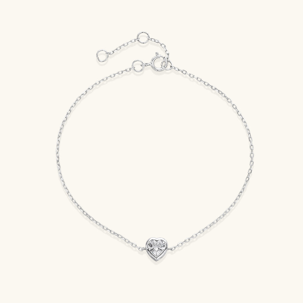 Diamond Heart Bracelet - Silver