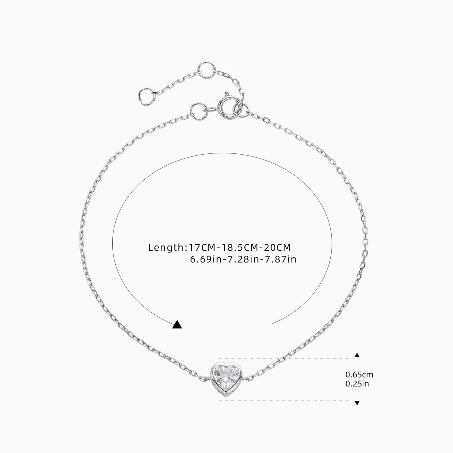 Diamond Heart Bracelet - Silver