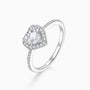 Diamond Heart Halo Half Eternity Ring - Silver