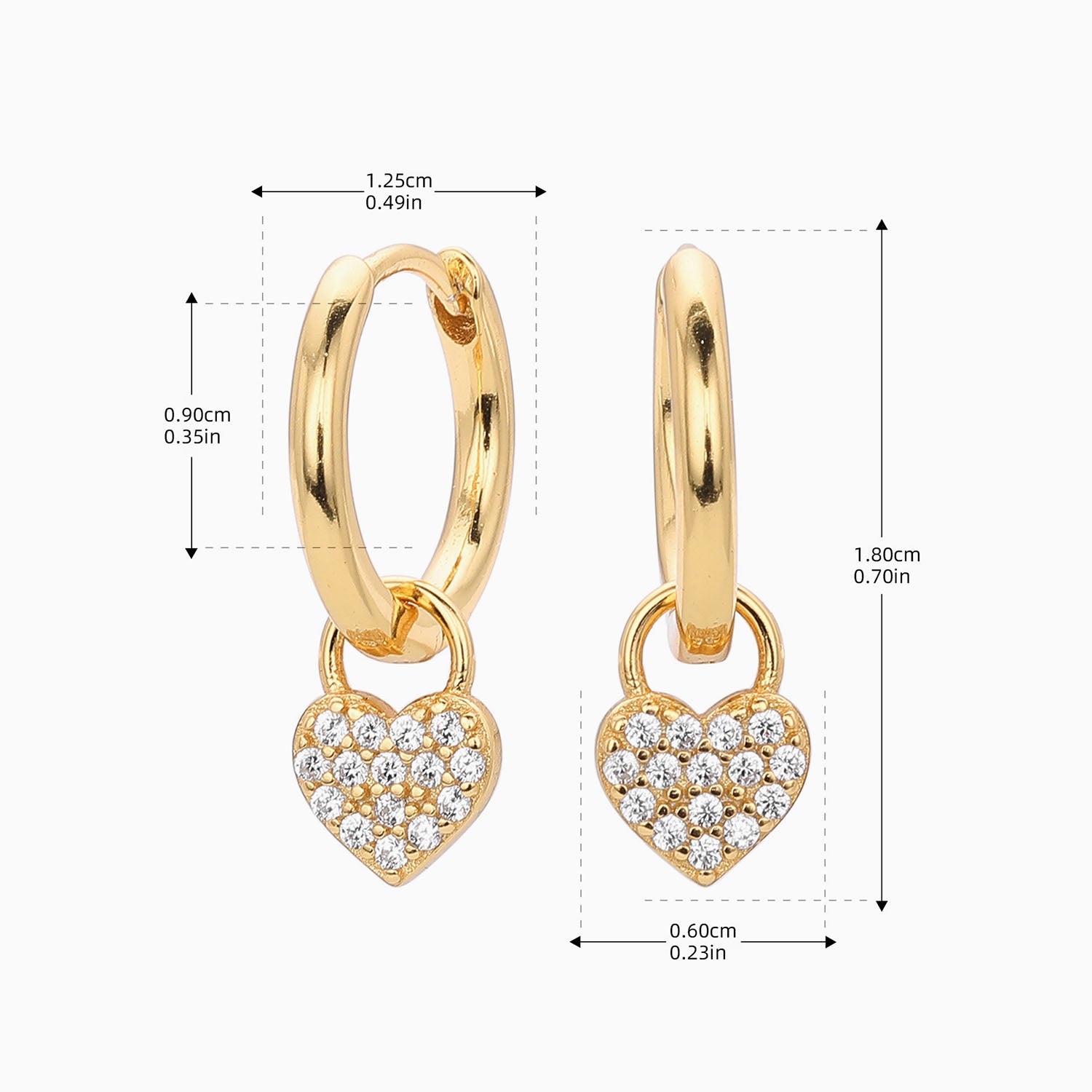 Diamond Heart Huggie Hoop Earrings - Gold