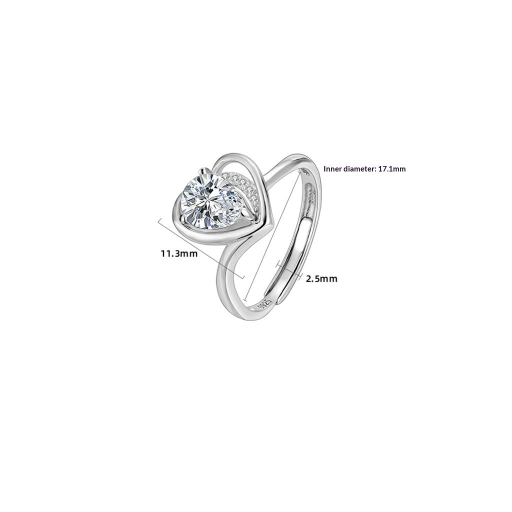 Diamond Heart Ring - Silver
