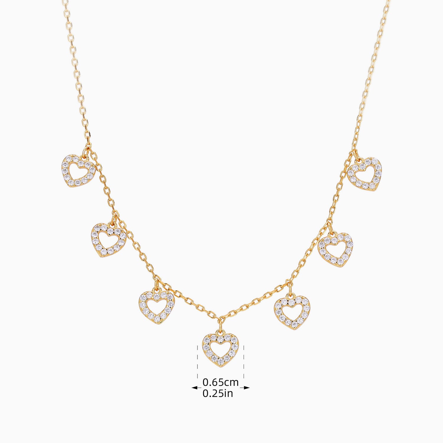 Diamond Heart Station Necklace - Gold