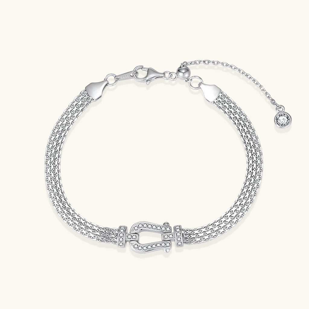Diamond Horseshoe Bracelet - Silver
