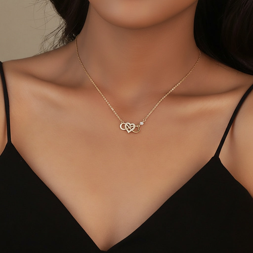 Diamond Infinity Heart Necklace - Gold