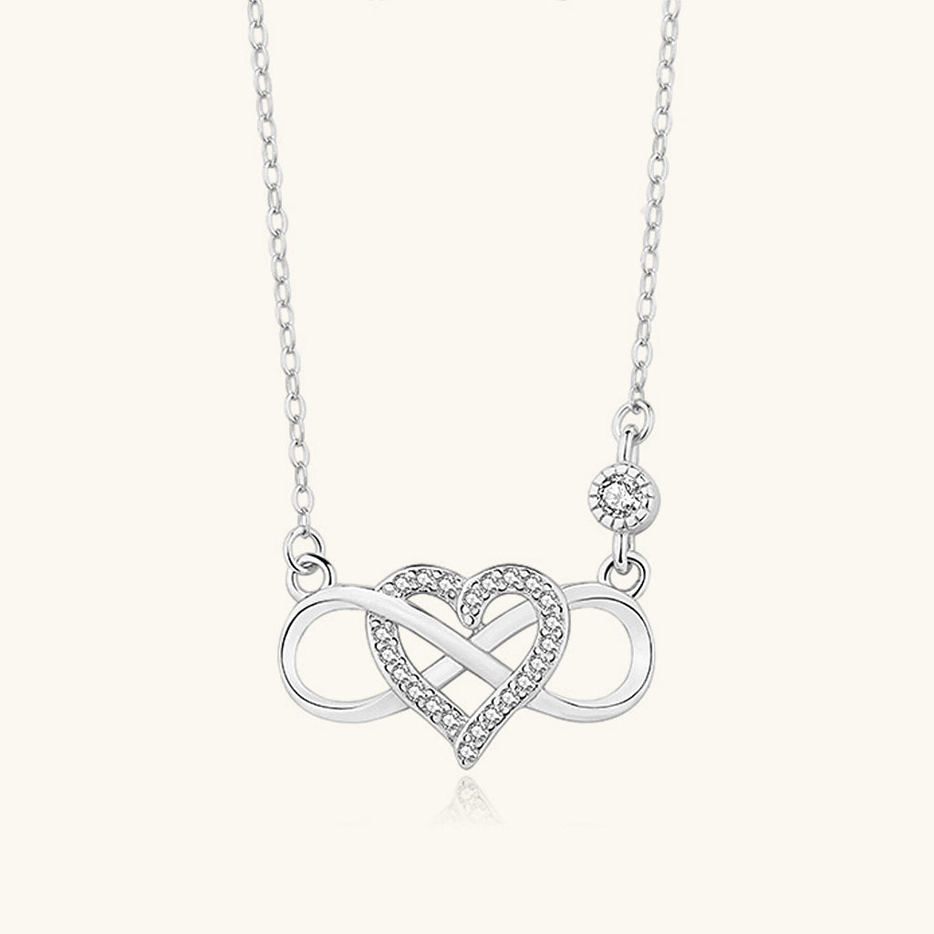 Diamond Infinity Heart Necklace - Silver
