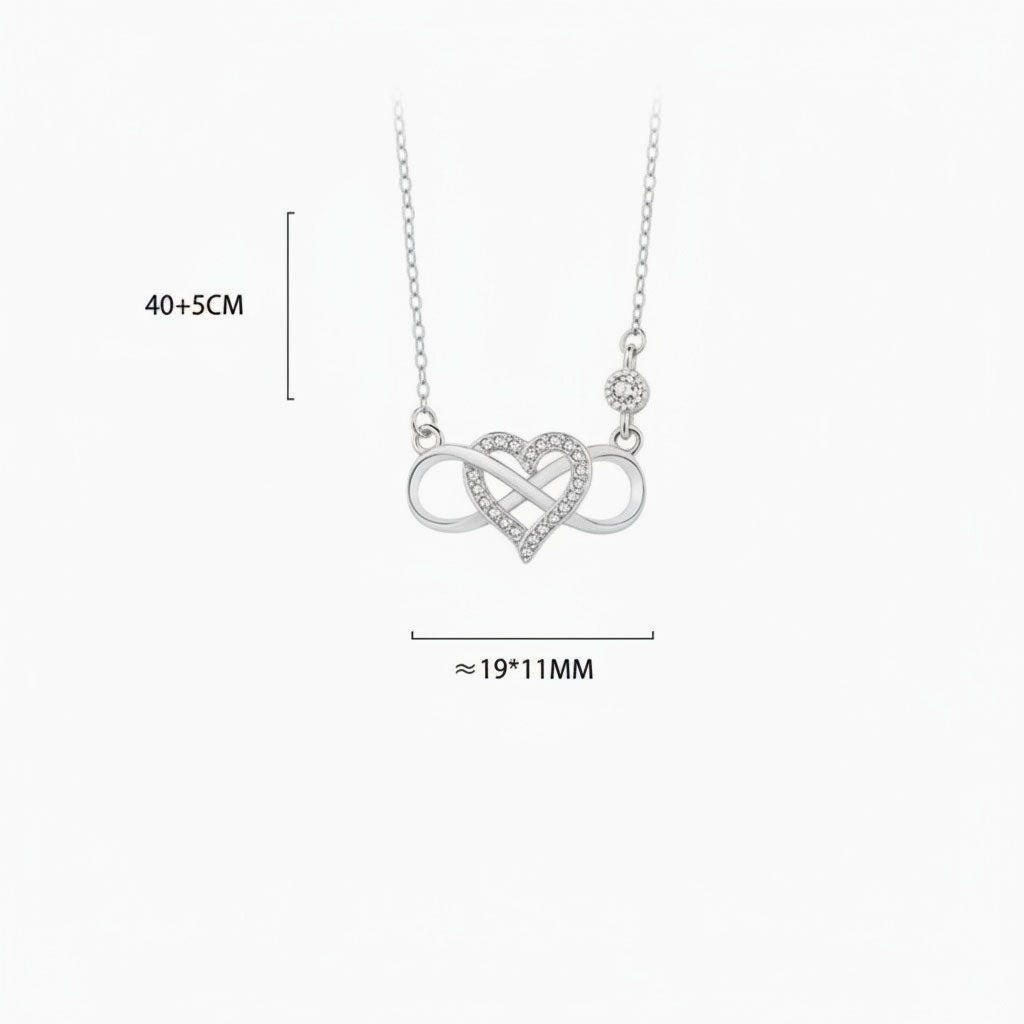 Simulated Diamond Infinity Heart Necklace - Silver
