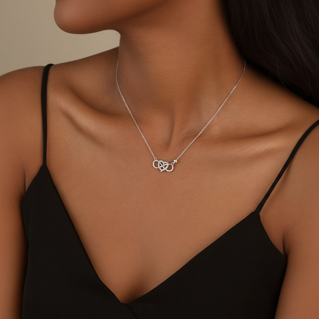 Simulated Diamond Infinity Heart Necklace - Silver