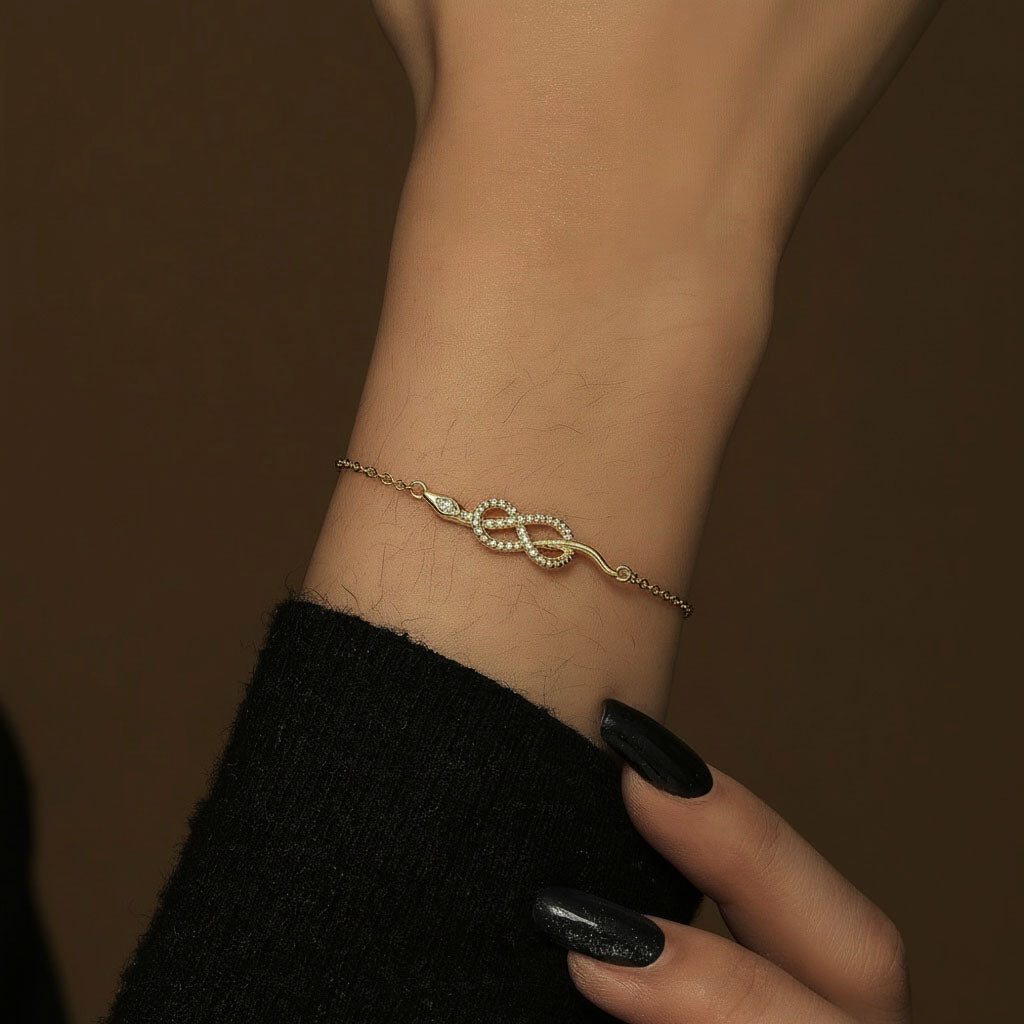 Diamond Infinity Snake Bracelet - Gold
