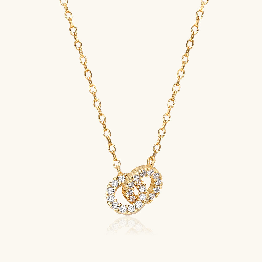Diamond Interlocking Circle Necklace - Gold