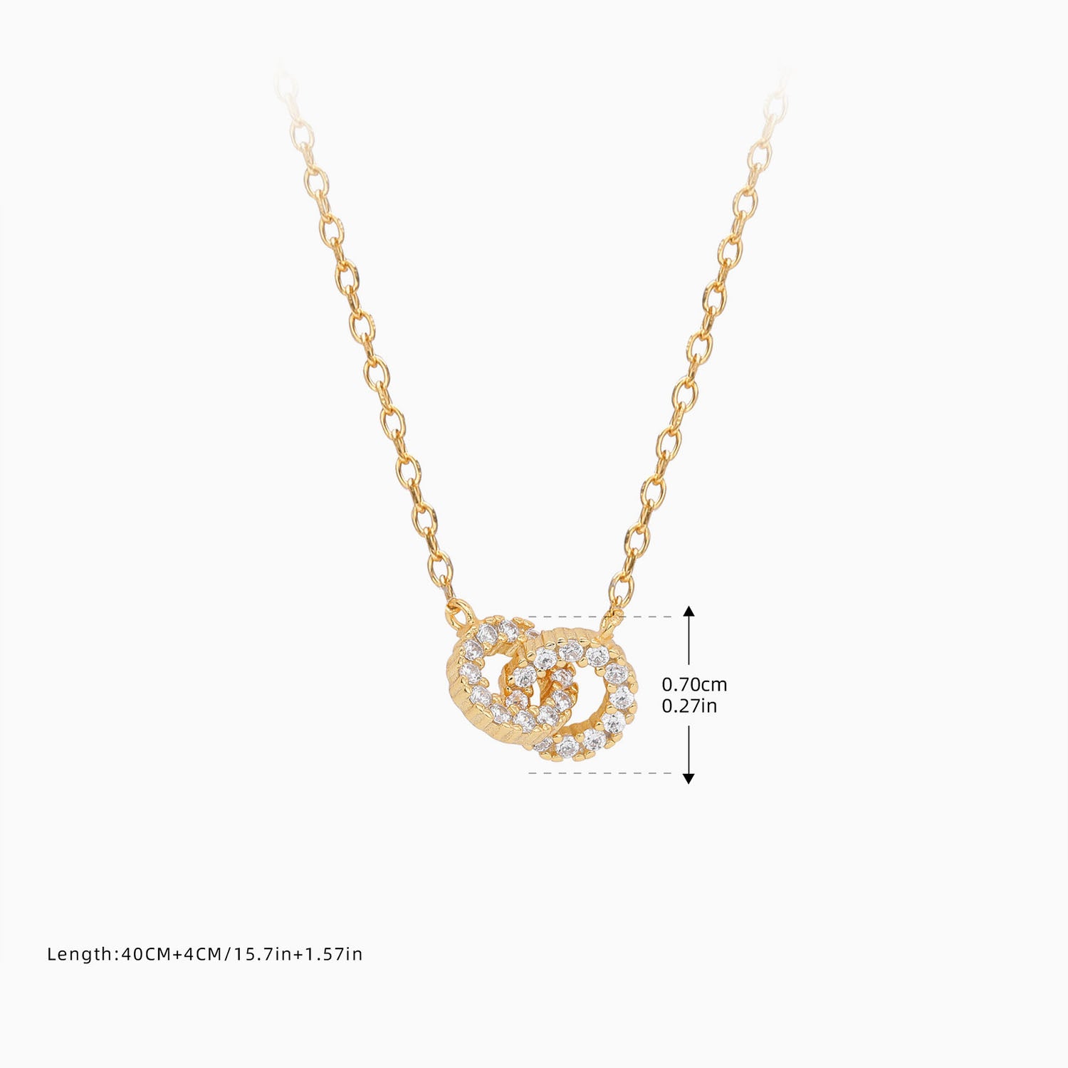 Diamond Interlocking Circle Necklace - Gold