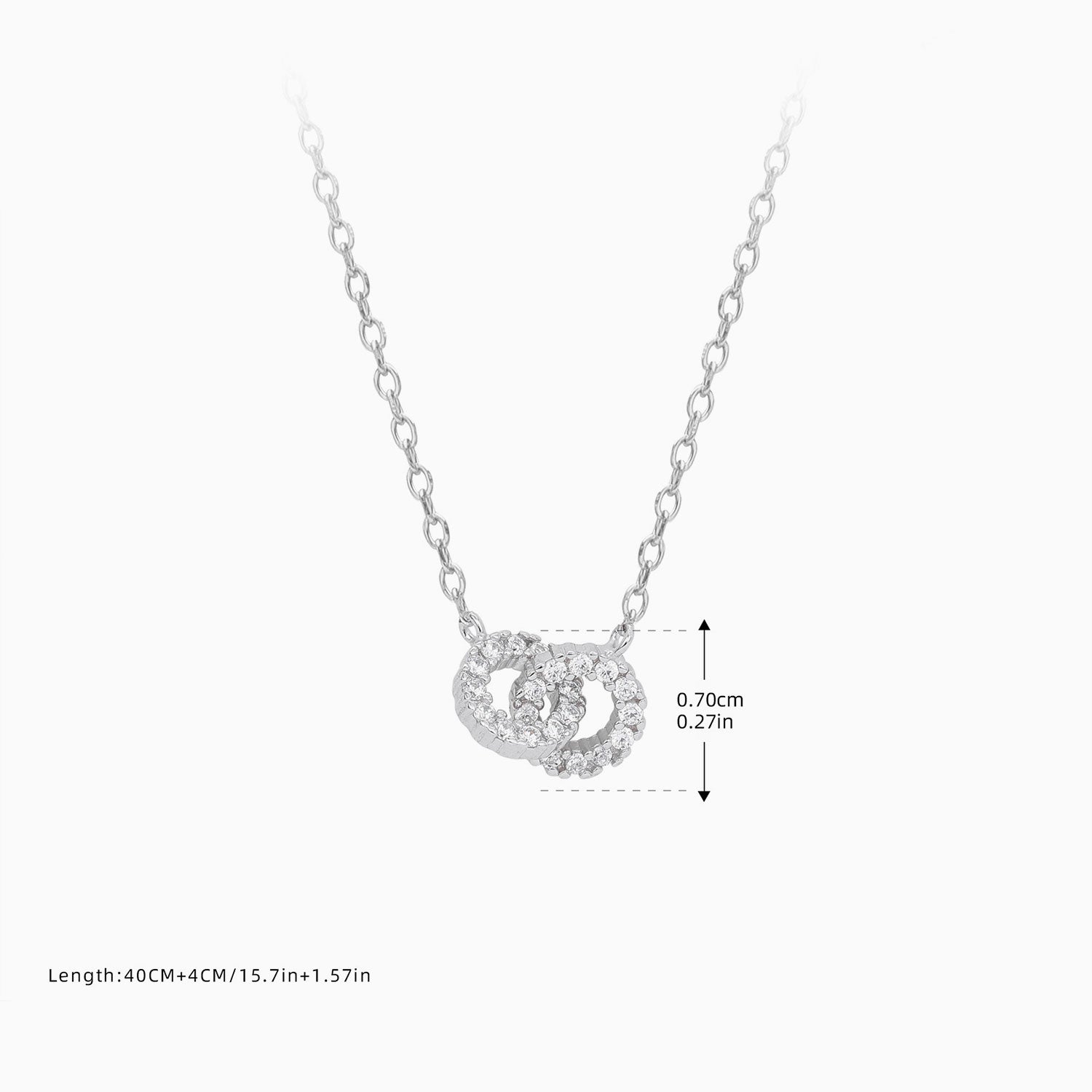 Diamond Interlocking Circle Necklace - Silver