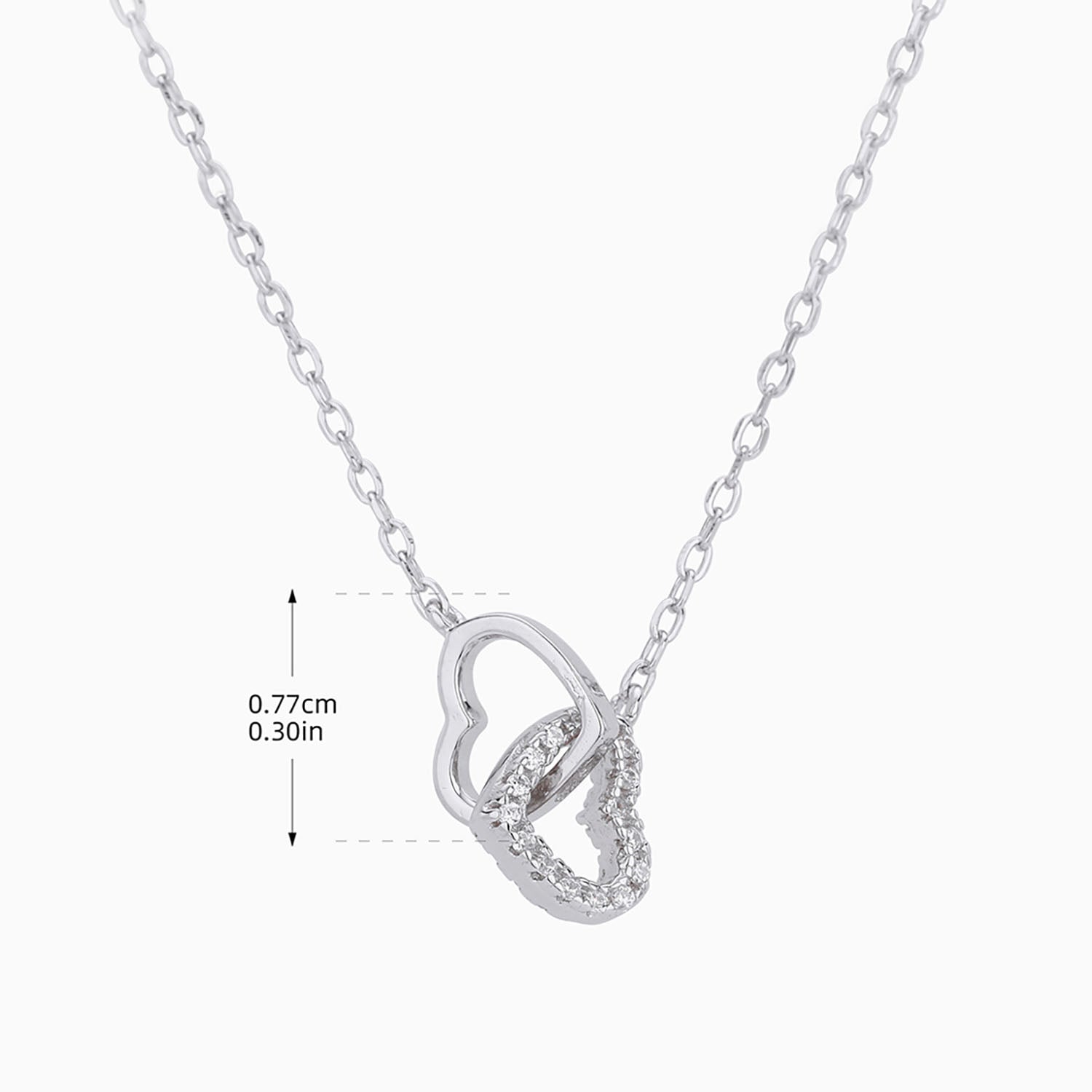 Diamond Interlocking Heart Necklace - Silver