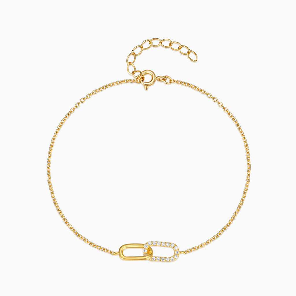 Diamond Interlocking Link Bracelet - Gold