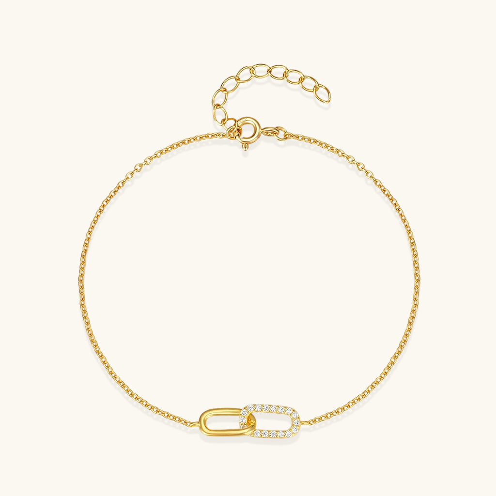 Diamond Interlocking Link Bracelet - Gold