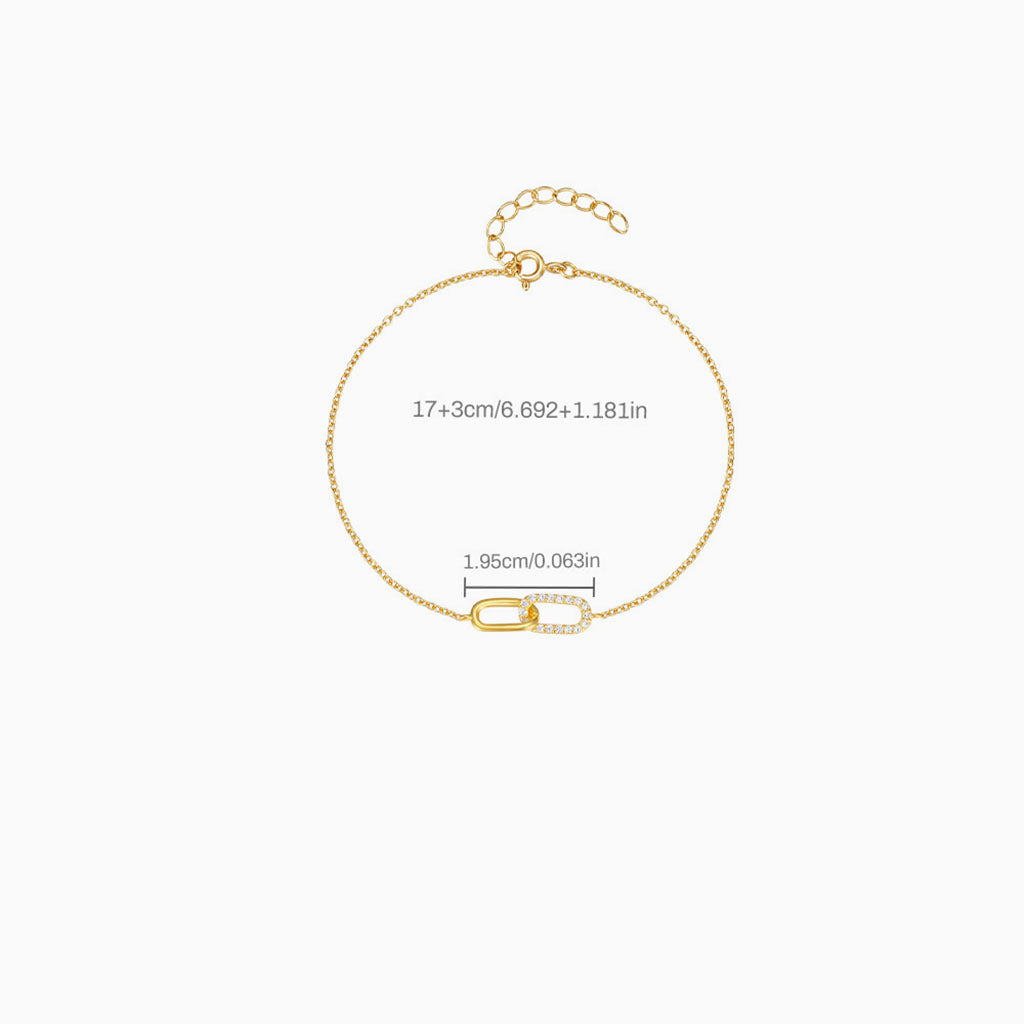 Diamond Interlocking Link Bracelet - Gold