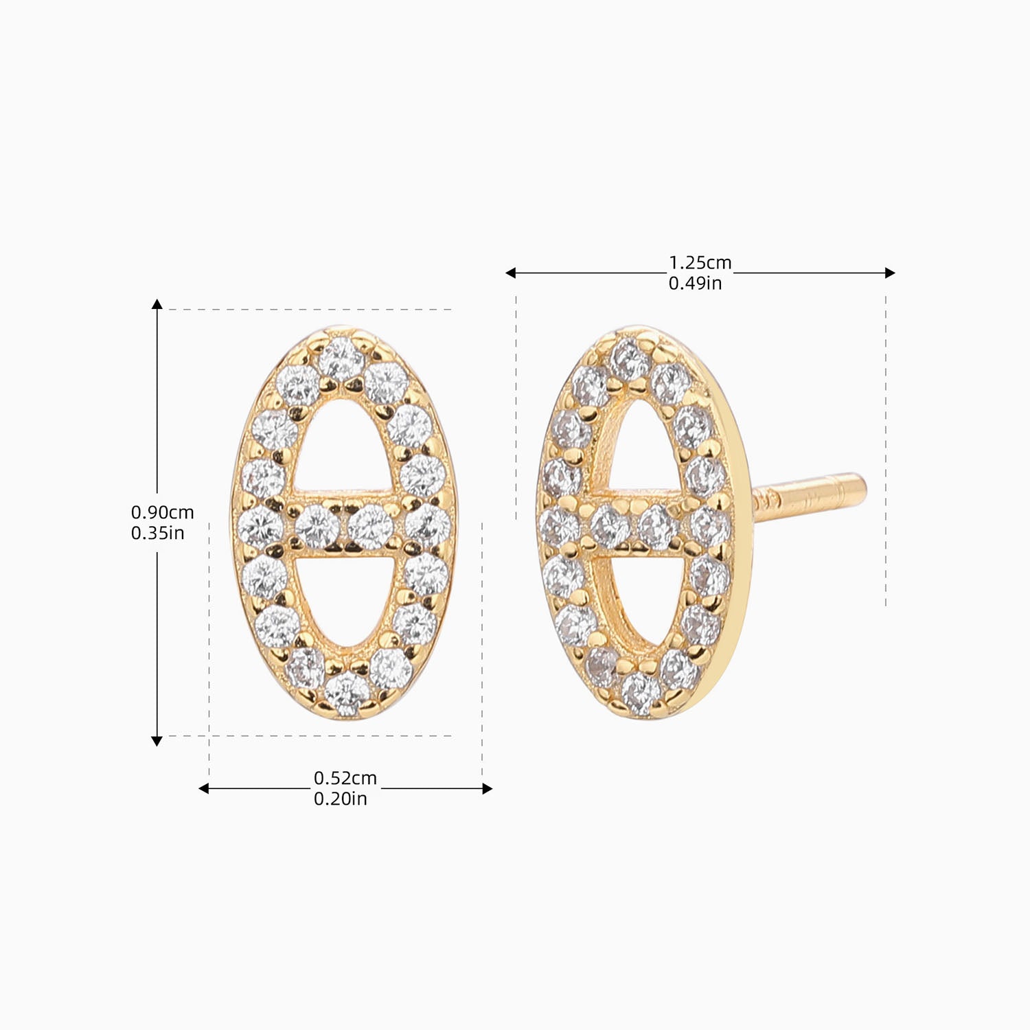 Diamond Mariner Link Stud Earrings - Gold