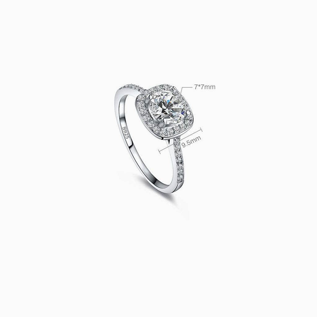 Diamond Oval Halo Half Eternity Ring - Silver