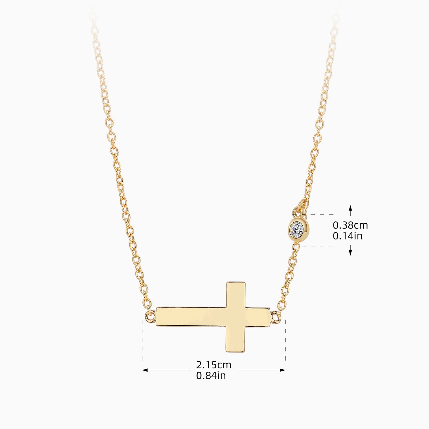 Diamond Sideways Cross Necklace - Gold
