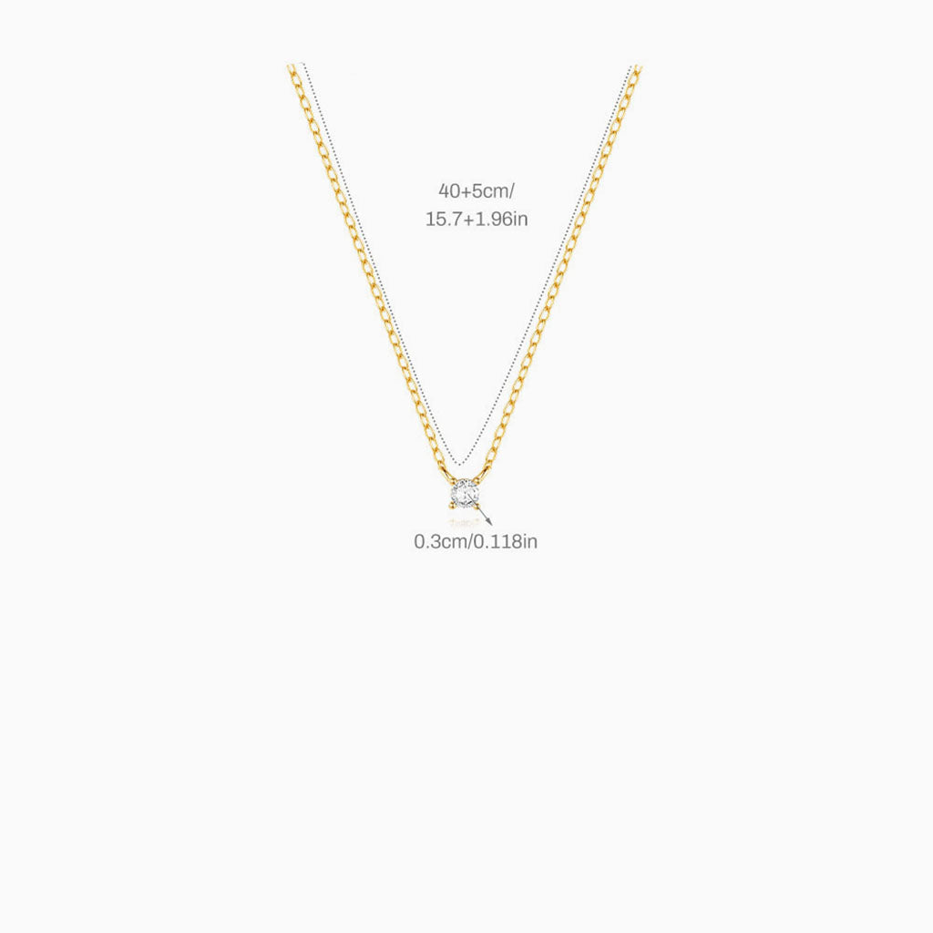 Diamond Solitaire Pendant Necklace - Gold