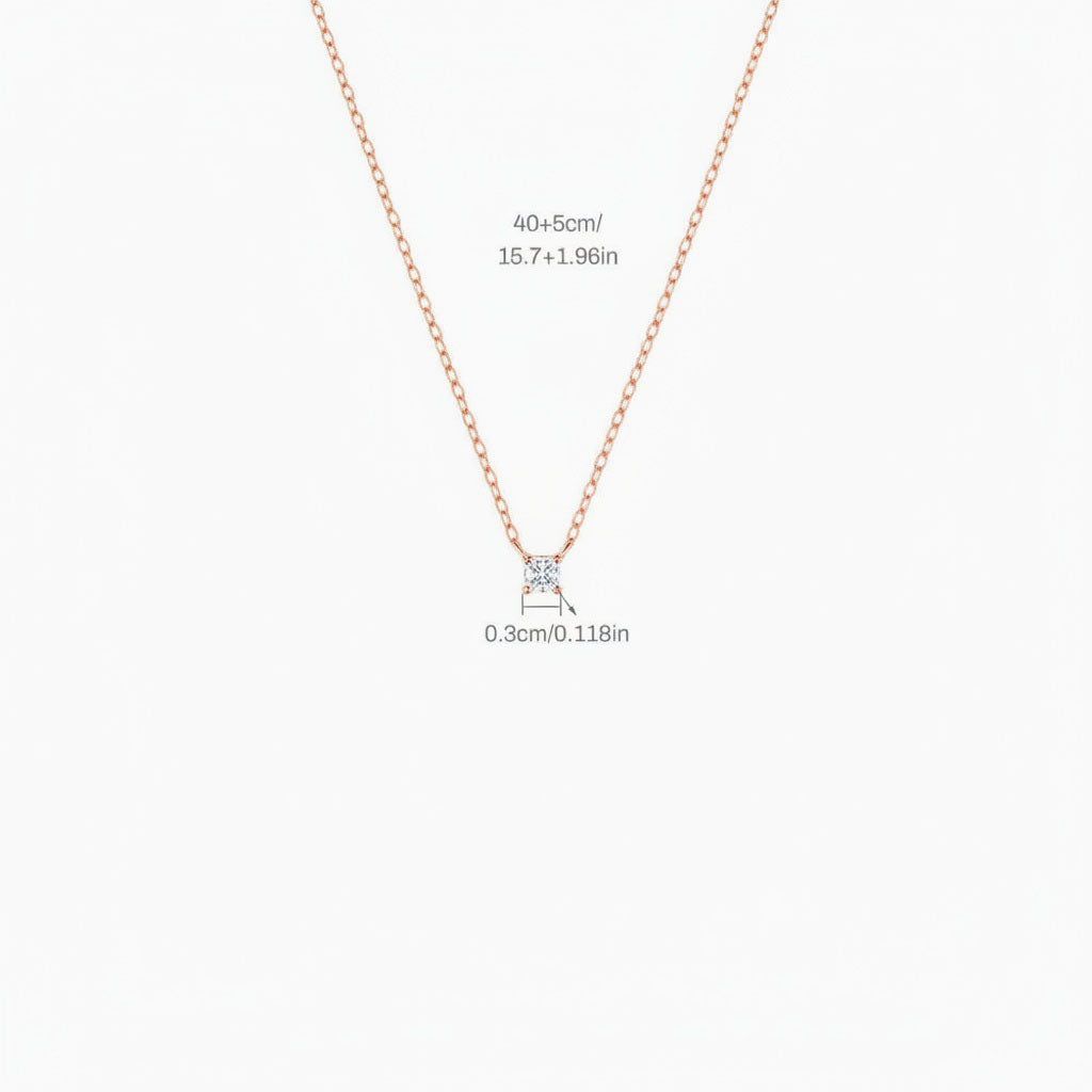 Diamond Solitaire Pendant Necklace - Rose Gold