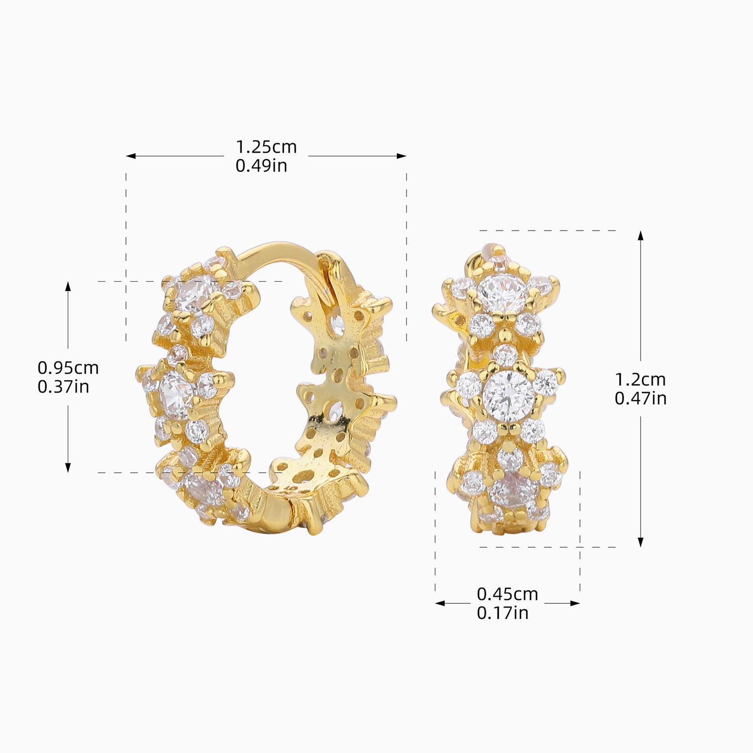 Diamond Star Huggie Hoop Earrings - Gold