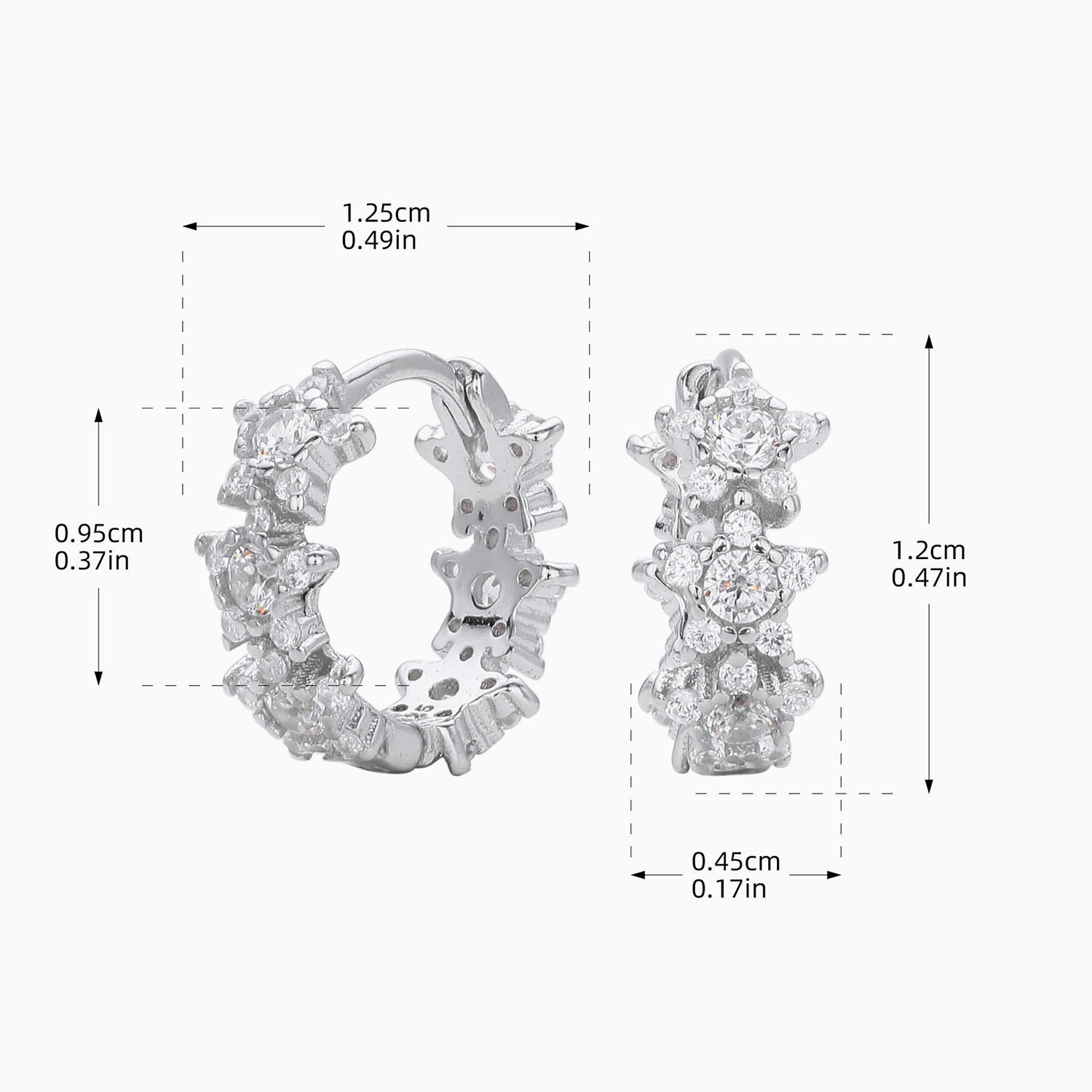 Diamond Star Huggie Hoop Earrings - Silver