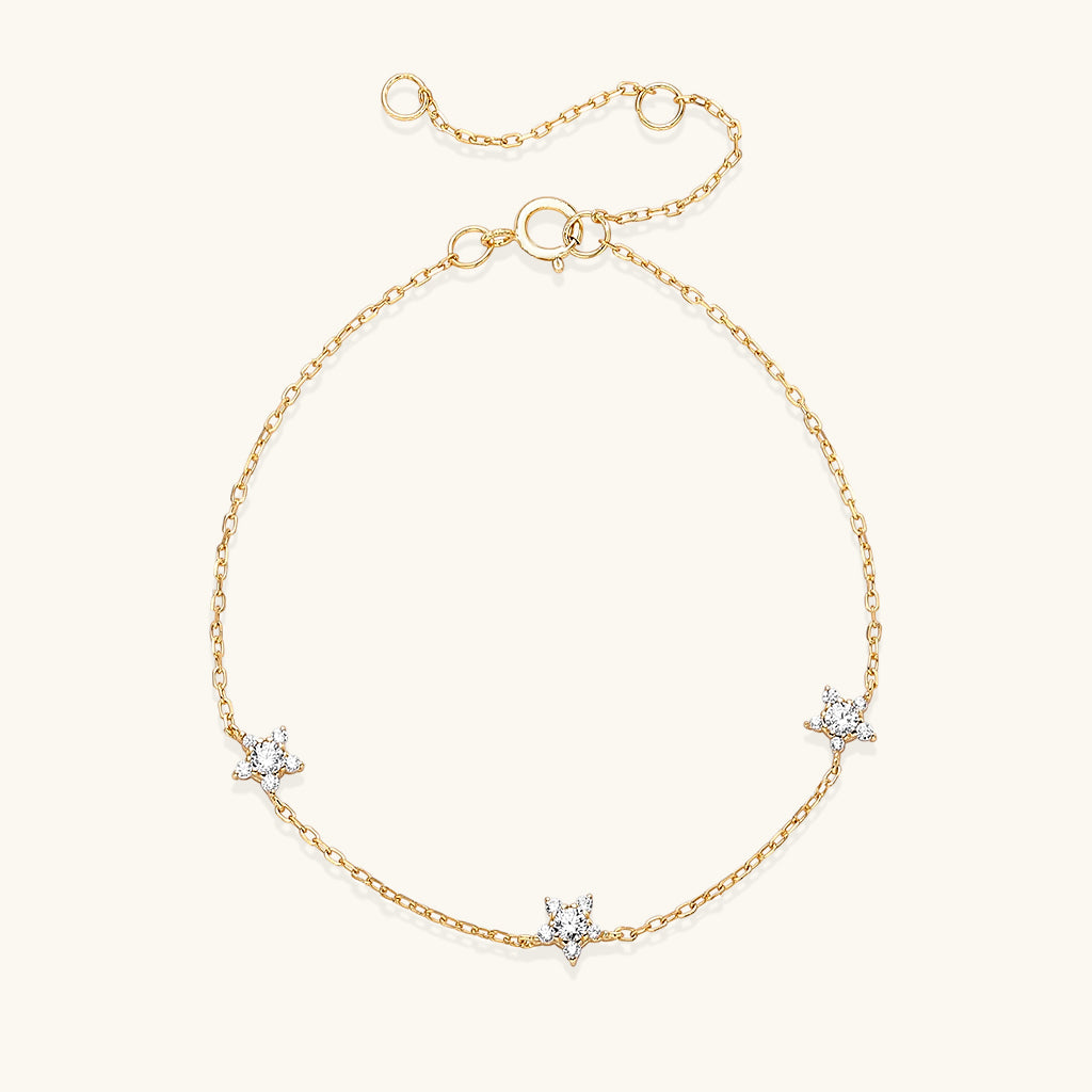 Diamond Star Station Bracelet - Gold