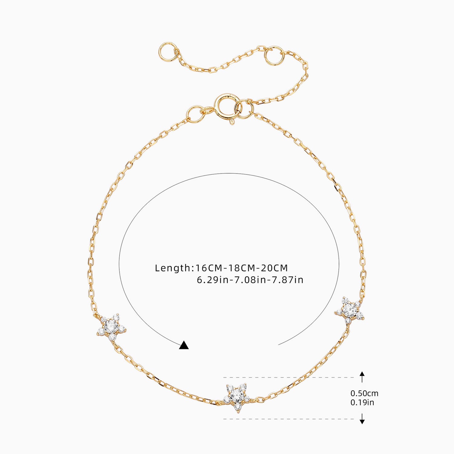Diamond Star Station Bracelet - Gold