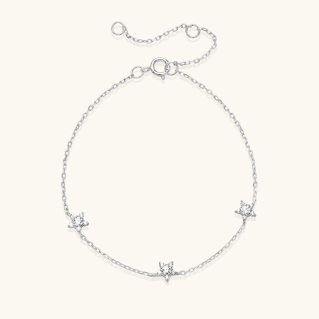 Diamond Star Station Bracelet - Silver